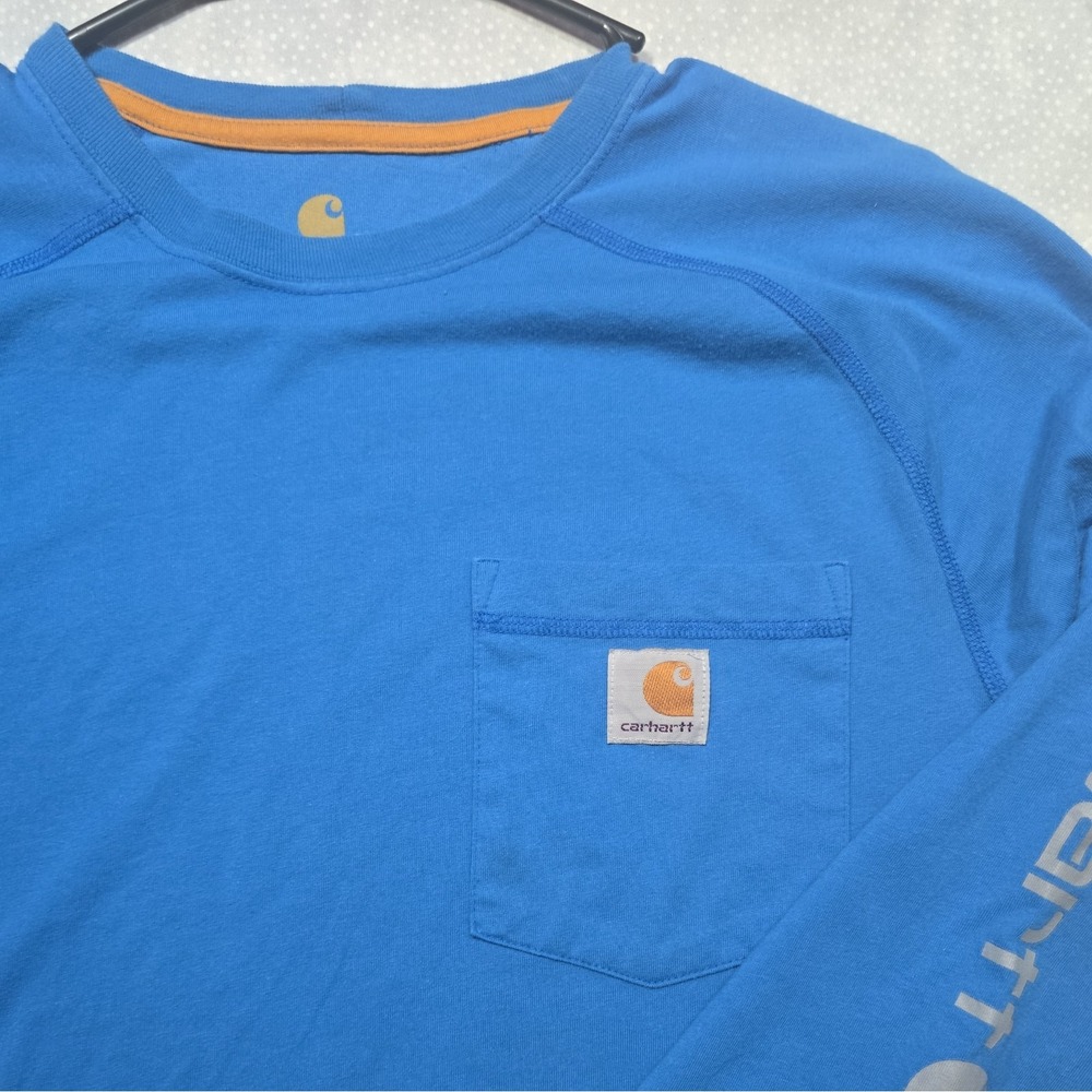 Carhartt Fishing Relaxed Fit Men's Medium Blue Long Sleeve Logo Pocket